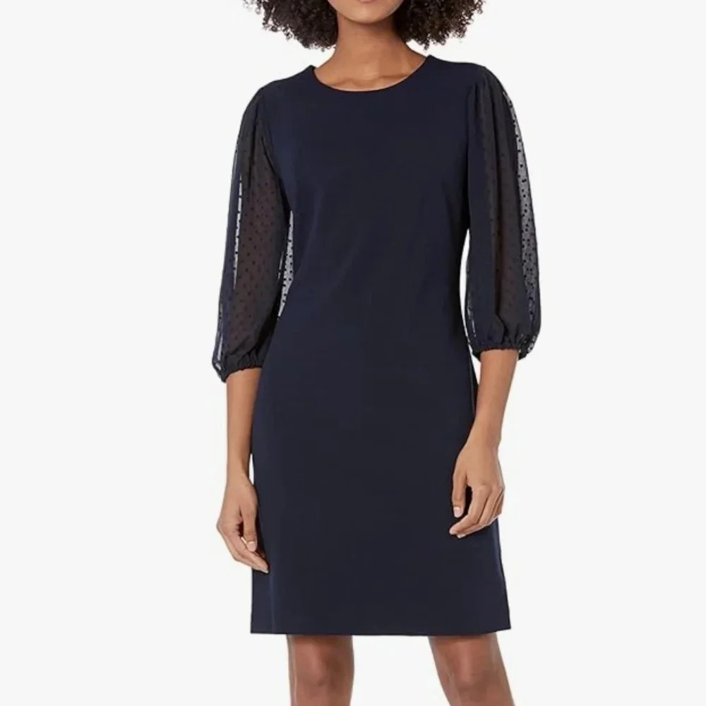 DKNY Dotted Sleeve Sheath Dress